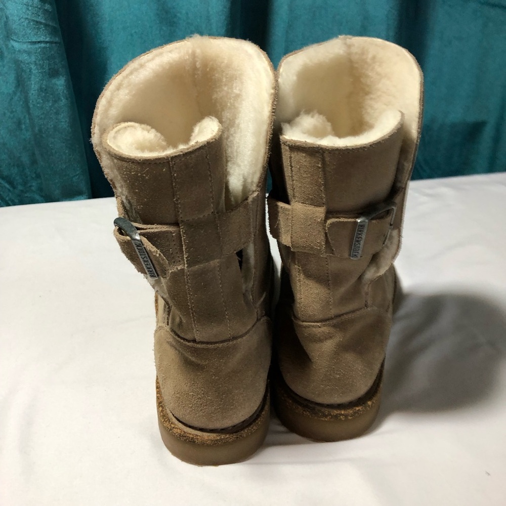 Birkenstock Uppsala Shearling Suede Leather boots gray taupe shearling lining 38 - Picture 4 of 13